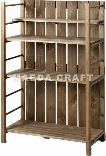木棚 木工パネル付4段セット(塗装品) | MAEDA CRAFT -FACTORY SHOP-